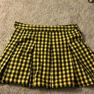 Yellow & Black plaid mini skirt